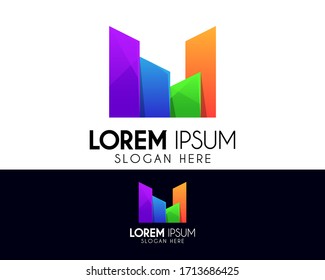 Plantilla de diseño del logotipo del vector de ciudad. Icono de construcción creativa. Logo moderno para la identidad de la empresa. Elemento de símbolo colorido