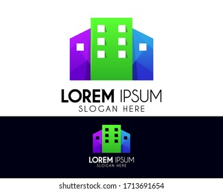 Plantilla de diseño del logotipo del vector de ciudad. Icono de construcción creativa. Logo moderno para la identidad de la empresa. Elemento de símbolo colorido