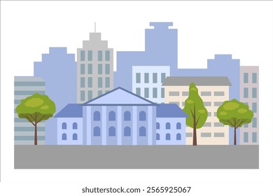 City. Vector simple color flat illustration.