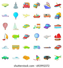 City vehicle icons set. Cartoon style of 36 city vehicle vector icons for web isolated on white background