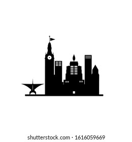 city vektor illustration in silhouette,vector creative illustration logo example for real estate. logo template for financial company or business invitations