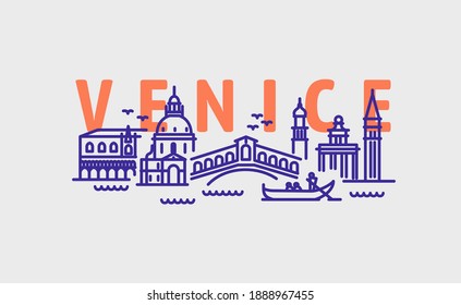 city of Venice in outline style on white 