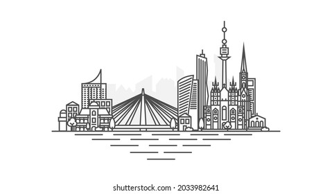 City of Vienna, Austria architecture line skyline illustration. Linear vector cityscape with famous landmarks, city sights, design icons, with editable strokes isolated on white background.