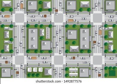 City. View from above. Vector illustration.