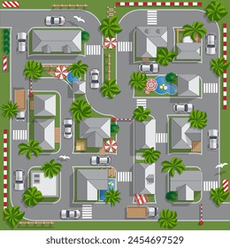City. View from above. Vector illustration.