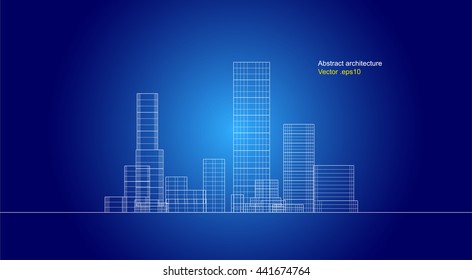 city view, architecture abstract, 3d illustration vector