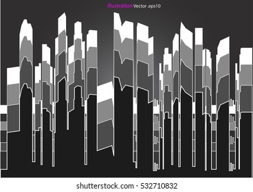 city view, architecture abstract, 3d illustration vector

