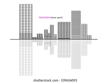 city view, architecture abstract, 3d illustration vector
