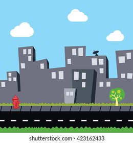 city view flat cartoon theme vector art illustration
