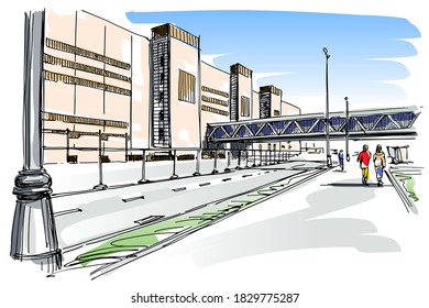 City view - hand drawn sketch