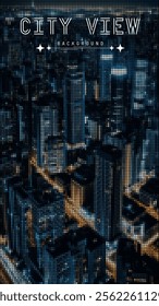 City view at night poster, cityscape background vector illustration  with mosaic style