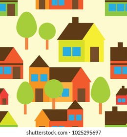city view ornament seamless pattern. vector illustration