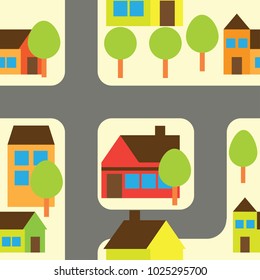 city view ornament seamless pattern. vector illustration