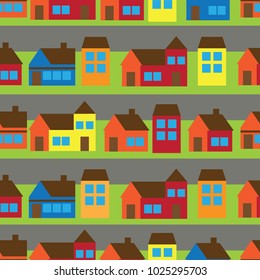 city view ornament seamless pattern. vector illustration