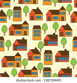 city view ornament seamless pattern. vector illustration