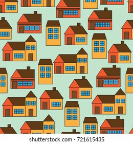 city view ornament seamless pattern. vector illustration