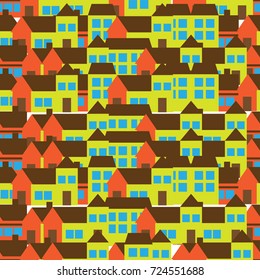 city view ornament seamless pattern. vector illustration