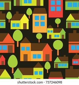 city view ornament seamless pattern. vector illustration