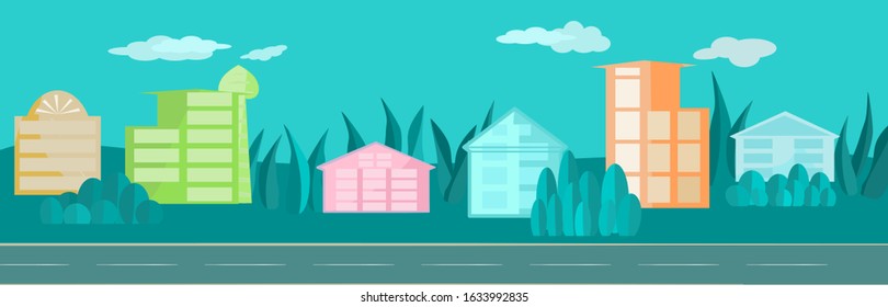 City view panorama vector illustration graphic design with abstract background pattern wallpaper 