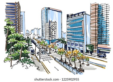 City view sketch