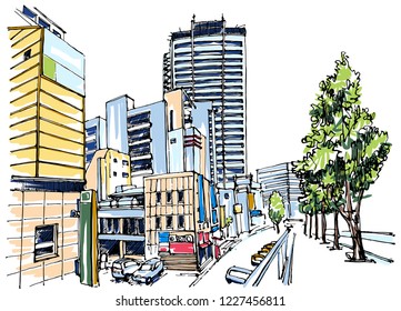 City view sketch