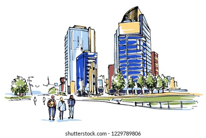 City view sketch