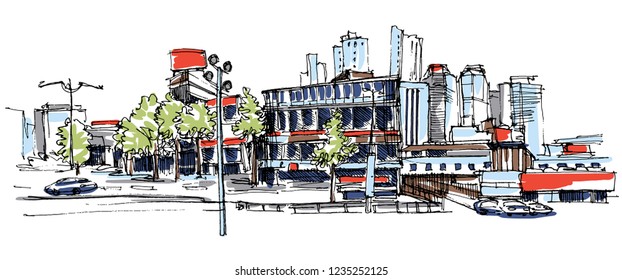 City view sketch