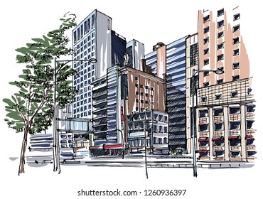 City view sketch