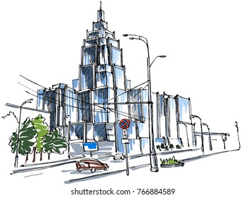 City view sketch