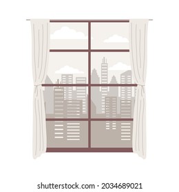 city view in window isolated icon