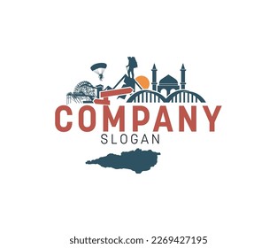 city ​​skyline walking man logo