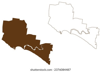 City of Warrnambool (Commonwealth of Australia, Victoria state, Vic) map vector illustration, scribble sketch Warrnambool City Council map