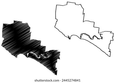 City of Warrnambool (Commonwealth of Australia, Victoria state, Vic) map vector illustration, scribble sketch Warrnambool City Council map