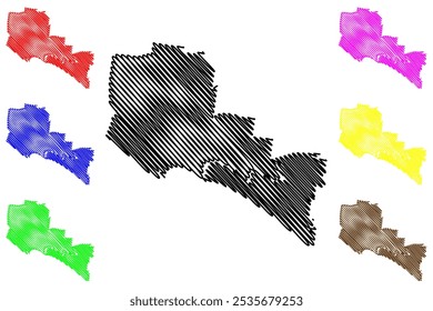 Cidade de Warrnambool (Comunidade da Austrália, estado de Victoria, Vic) mapa ilustração vetorial, esboço de rabisco Mapa da Câmara Municipal de Warrnambool