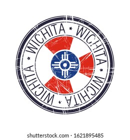 City of Wichita, Kansas postal rubber stamp, vector object over white background