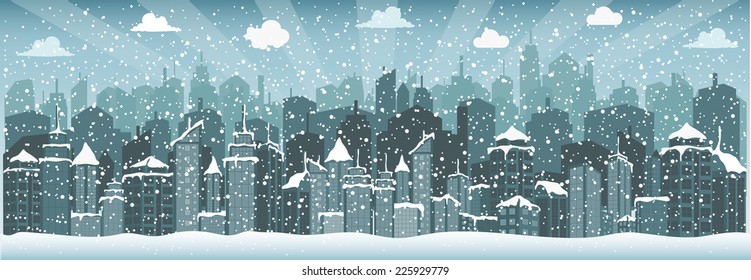City in winter (Christmas) 