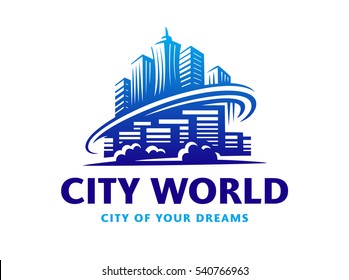 City world logo - vector illustration, emblem design on white background