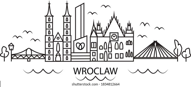 City Wroclaw (Poland), line art design