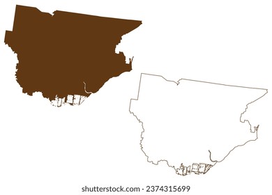 City of Wyndham (Commonwealth of Australia, Victoria state, Vic) map vector illustration, scribble sketch Wyndham map