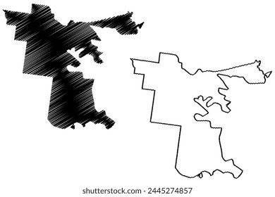 City of Yarra (Commonwealth of Australia, Victoria state, Vic) map vector illustration, scribble sketch Yarra map