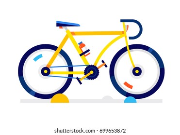 City yellow sport bicycle. Concept Flat Vector Illustration