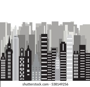 Black White City Skyline Stock Vector (Royalty Free) 185524265