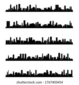 citys silhouette panorama in black color on white