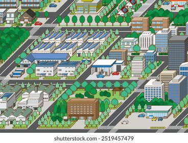 Cityscape 3D illustration. Vector illustration of buildings.