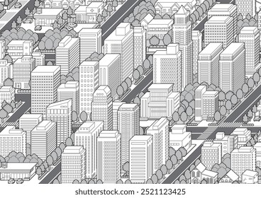 Cityscape 3D illustration. Vector illustration of buildings.