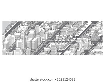 Cityscape 3D illustration. Vector illustration of buildings.