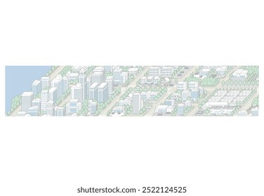 Ilustração de Cityscape 3D. Ilustração vetorial de edifícios.