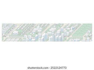 Cityscape 3D illustration. Vector illustration of buildings.