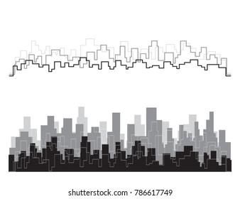 Cityscape abstract silhouette background vector.  Outline city building.