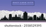 Cityscape against the starry sky. Salt Lake, Utah, Usa. Black and white silhouettes of buildings. Vector on gray background